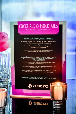 Menú de cocktails y mocktails.