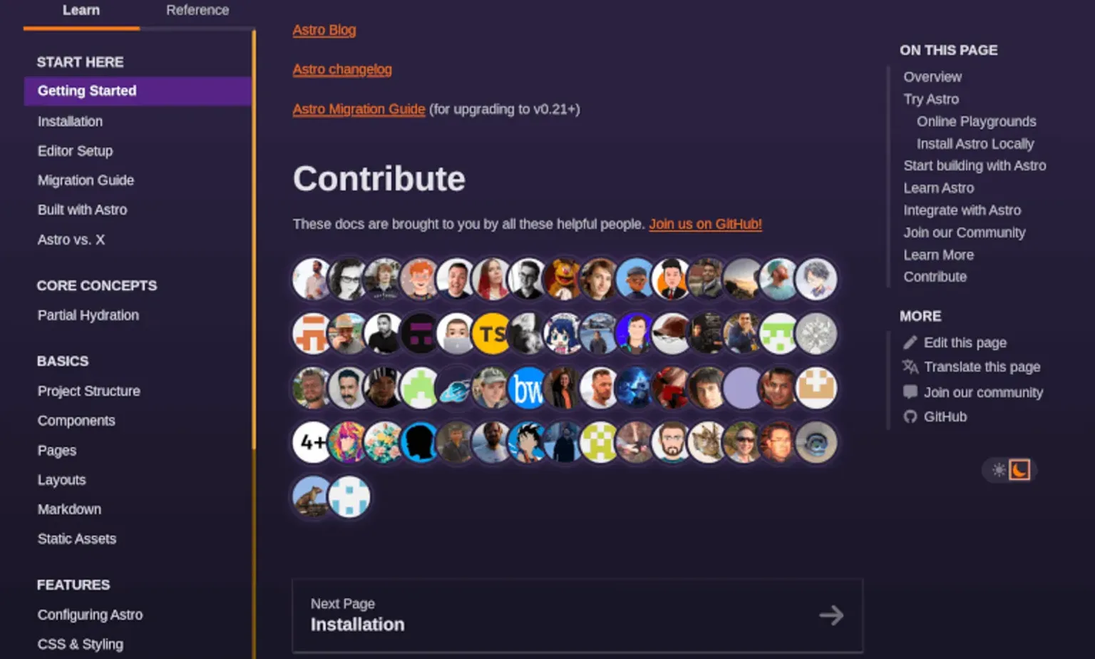 Contributors de la comunidad de Astro