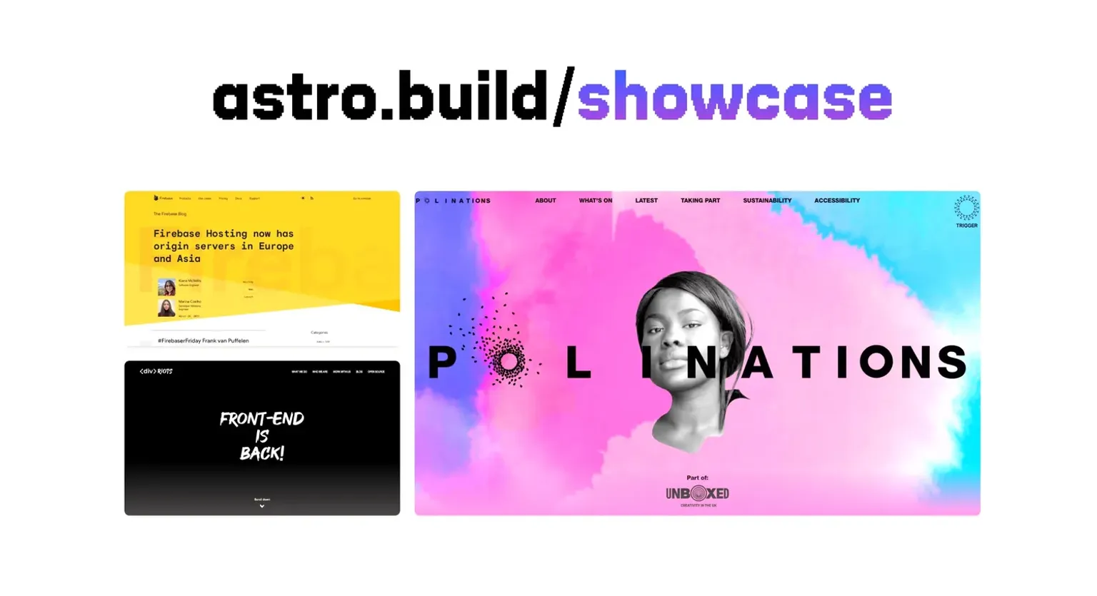 Screenshot del nuevo sitio The Astro Showcase