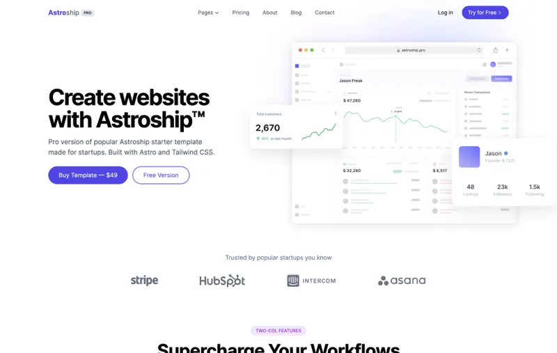 Tema AstroShip de Web3Templates