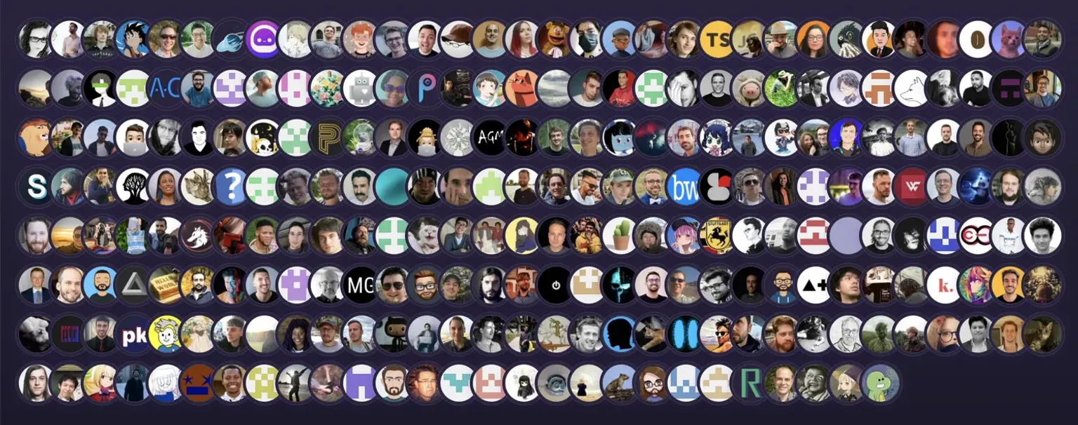 Avatares de los muchísimos contributors a los docs de Astro
